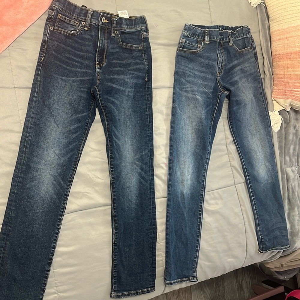2pairs of like brand new condition boys size 12 blue jeans.1 pair of Polo size12